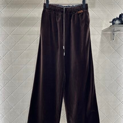 25fw Twisted flower drawstring wide leg pants