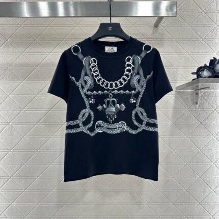 25fw Chain buckle printed T-shirt