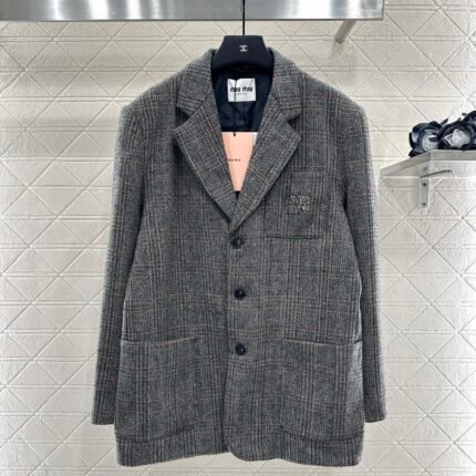 25fw Collar plaid pocket suit jacket
