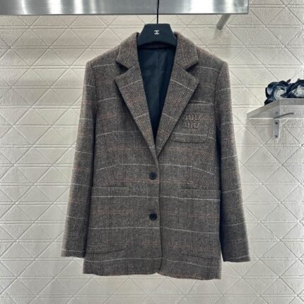 25fw Collar plaid pocket suit jacket