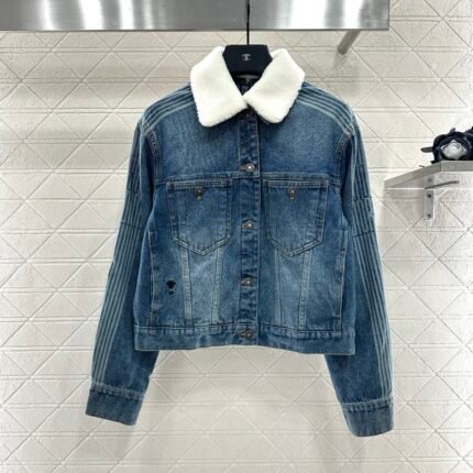 25fw Plush collar denim jacket