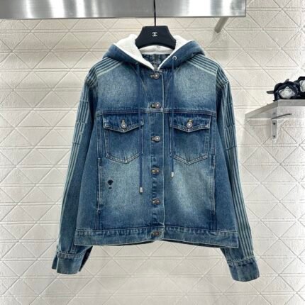 25fw Hooded plush denim jacket