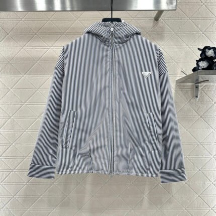 25fw Hooded striped cotton jacket