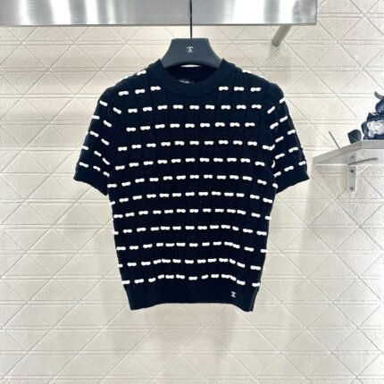 25fw Bow knit short sleeved shirt