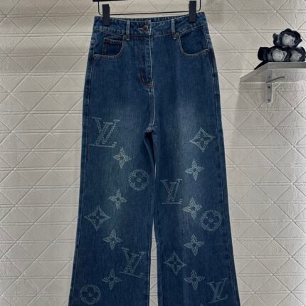 Laser printed denim pants