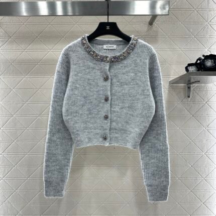 Nail bead knitted cardigan