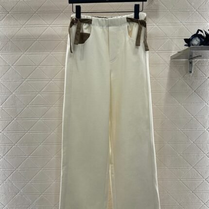 Side waistband straight leg pants