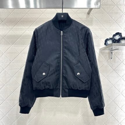 Jacquard dark patterned baseball jacket