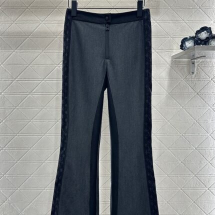 Jacquard webbing slim fit elastic micro flared pants