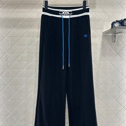 Color blocking drawstring straight leg pants
