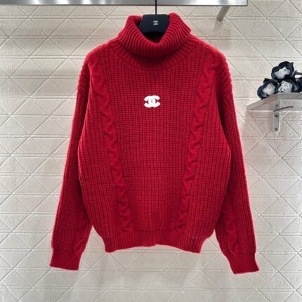 High-Neck Letter Sweater