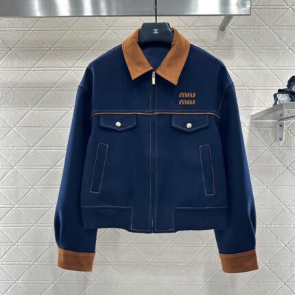 Suede Collar Zip-Up Jacket