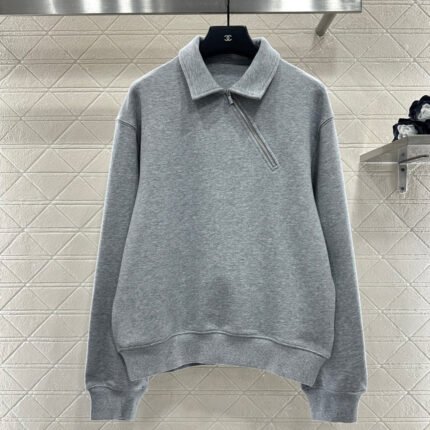 Lolo-front Diagonal Zipper Sweatshirt