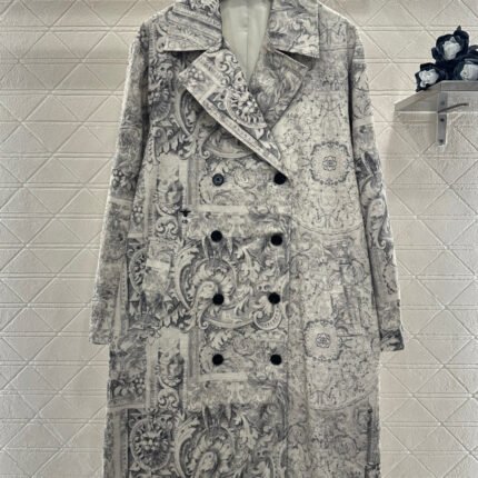 Printed Denim Long Coat