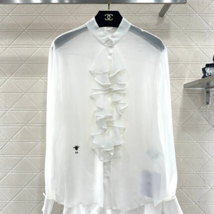 Stacked Cake Collar Silk Shirt