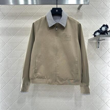 25fw Plaid collar zipper jacket jacket