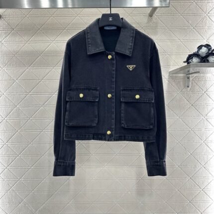 25fw Leather collar denim jacket