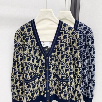 25fw Full printed logo knitted cardigan