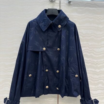 Dark jacquard logo short windbreaker