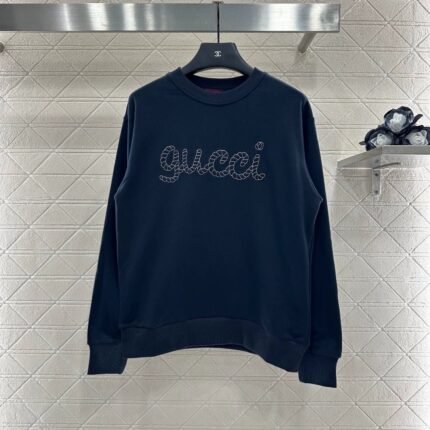 25fw Round neck letter embroidered hoodie