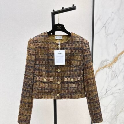 Color-blocked woven trim coat