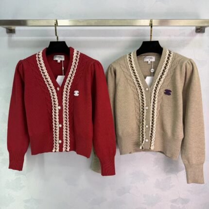 V-neck knit cardigan