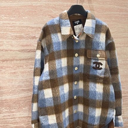 25fw Splicing plaid woolen cotton coat jacket (vintage series)