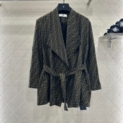 25fw jacquard belted coat