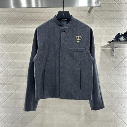 25fw new stand collar brooch coat