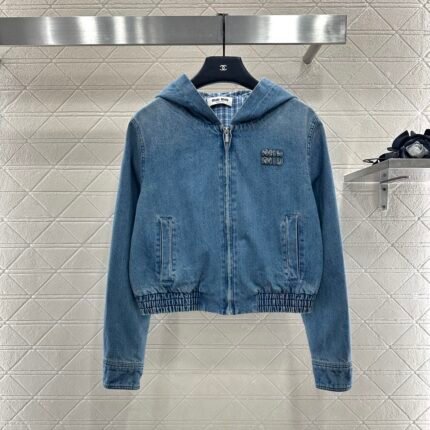 25fw new hooded plaid denim jacket