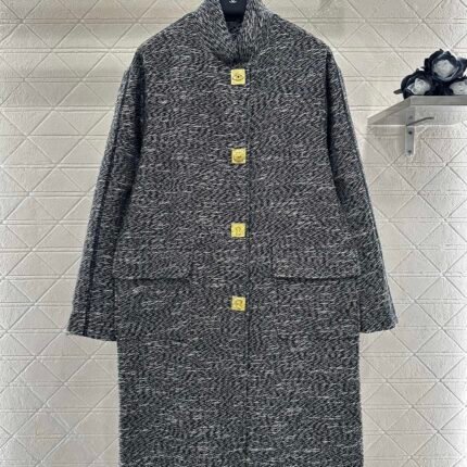 25 Collar cocoon shaped long coat