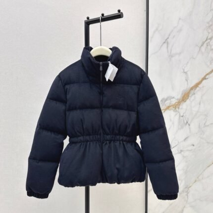 25 New drawstring waistband woolen down jacket(NAVY/BROWN)