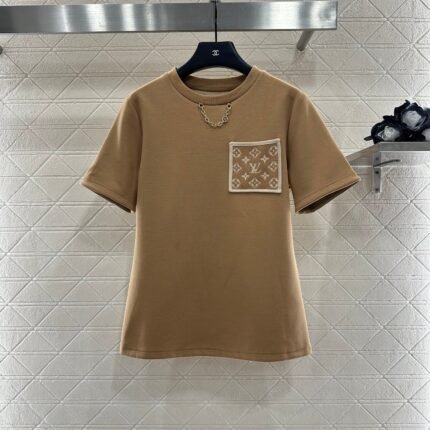 25 Jacquard cotton polyester blend short sleeved shirt  (KHAKI/BLACK)