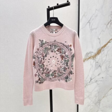 Floral embroidered cashmere sweater