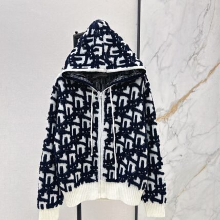 Hooded knitted cardigan