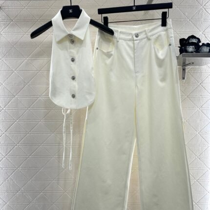 25fw new waist halter neck vest trousers suit