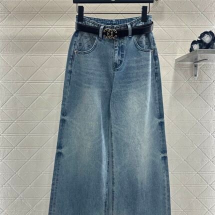 25fw new belt bleached pleated denim trousers