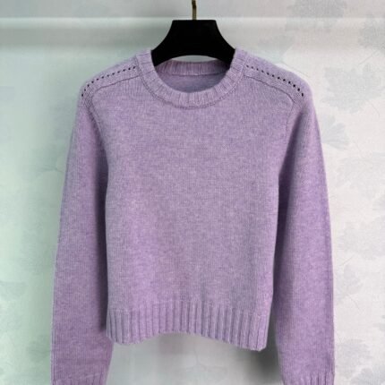 25fw new round neck hollow cashmere sweater
