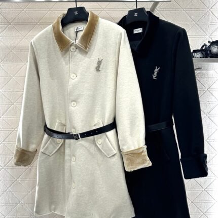 Collar waistband mid length jacket