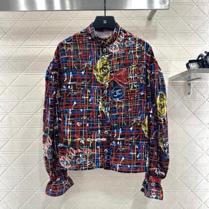 Printed lantern sleeve shirt