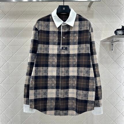 Collared plaid jacquard shirt
