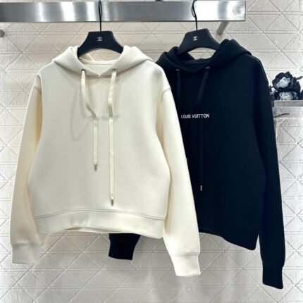 Hooded drawstring cropped sweatshirt