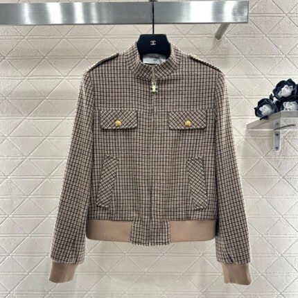 plaid stand-up collar jacket