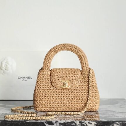 26c New Kelly Straw Tote Bag